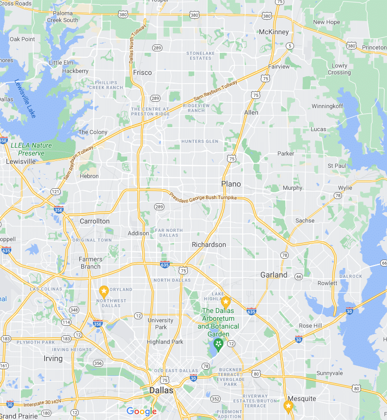 House Cleaning Service Area Map Dallas Metro Collin Denton and Dallas County