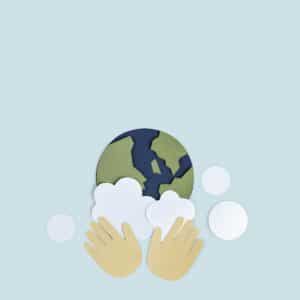 Hands washing the planet earth for cleaning service paper craft background in Plano, TX