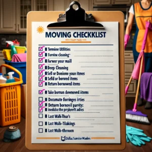 An image of a checklist showing all of the items necessary for a move out cleaning.