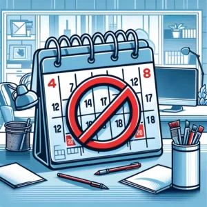 An image of a house cleaning company cancellation on a calendar that's sitting on a desk in Plano, TX.