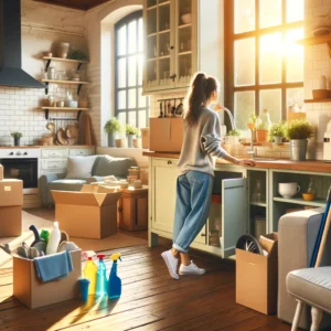 Image of a woman inspecting her home to see if a move in clean was done or not.