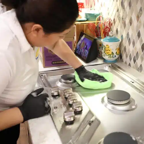 Deep cleaning kitchen stovetop service by Dallas Sunrise Maids in Plano, TX