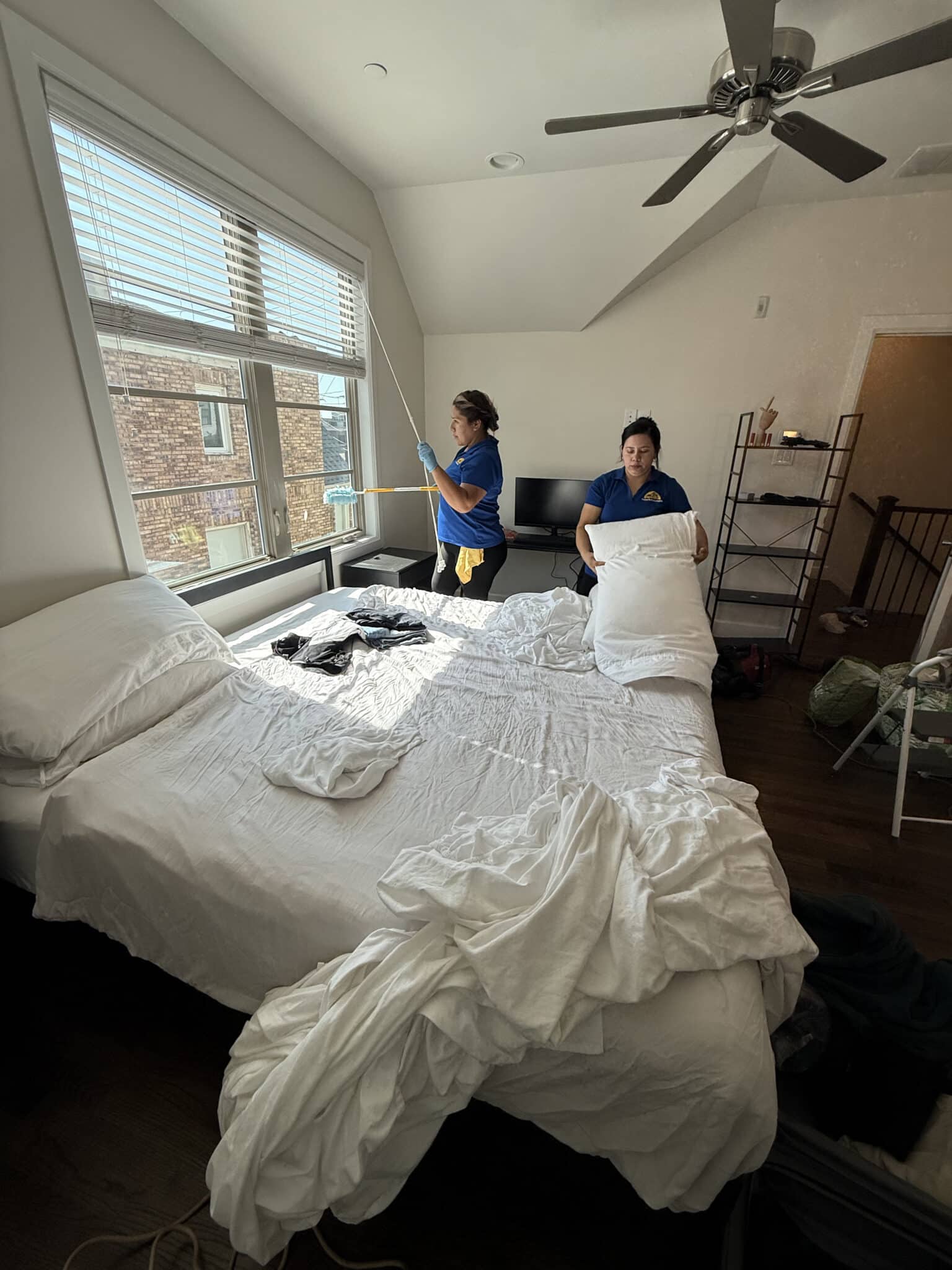 Dallas Team cleaning blinds and bedroom professional house cleaning company in Plano by Dallas Sunrise Maids